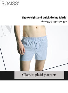 roaiss 4-Piece Men'S Loose Underwear Pure Cotton Plaid Home Shorts Unconstrained And Comfortable Underwear  - Image 4