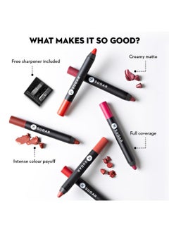 SUGAR Cosmetics SUGAR Cosmetics Matte As Hell Crayon Lipstick - 15 Stephanie Plum (Plum Mauve) with Sharpener Highly Pigmented, Creamy Texture, Long Lasting Matte Finish  - Image 3