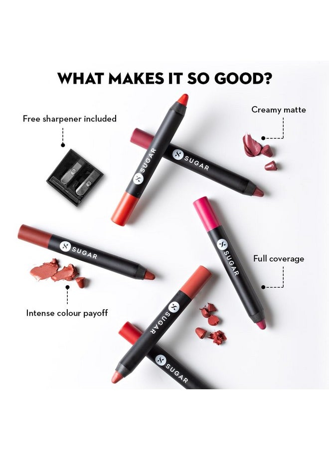 SUGAR Cosmetics - SUGAR Cosmetics Matte As Hell Crayon Lipstick - 15 Stephanie Plum (Plum Mauve) with Sharpener Highly Pigmented, Creamy Texture, Long Lasting Matte Finish - Image 1