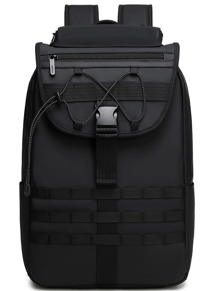 RAHALA Backpacks Bng-128 This sleek all-black backpack blends modern style with rugged utility, making it the perfect companion for your daily commute, business travel, or weekend adventures. Designed for the organized individual, it offers ample storage without compromising on a sharp, minimalist aesthetic. - Image 1