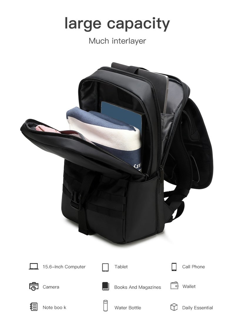 RAHALA Backpacks Bng-128 This sleek all-black backpack blends modern style with rugged utility, making it the perfect companion for your daily commute, business travel, or weekend adventures. Designed for the organized individual, it offers ample storage without compromising on a sharp, minimalist aesthetic. - Image 4