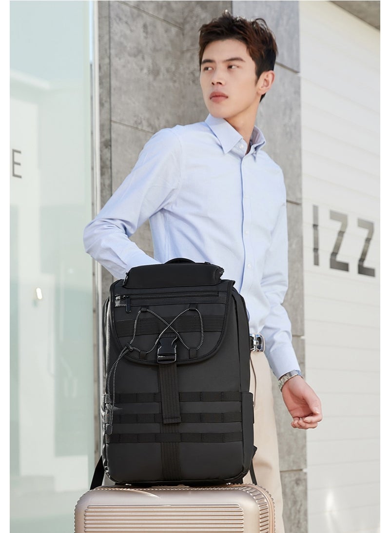 RAHALA Backpacks Bng-128 This sleek all-black backpack blends modern style with rugged utility, making it the perfect companion for your daily commute, business travel, or weekend adventures. Designed for the organized individual, it offers ample storage without compromising on a sharp, minimalist aesthetic. - Image 3