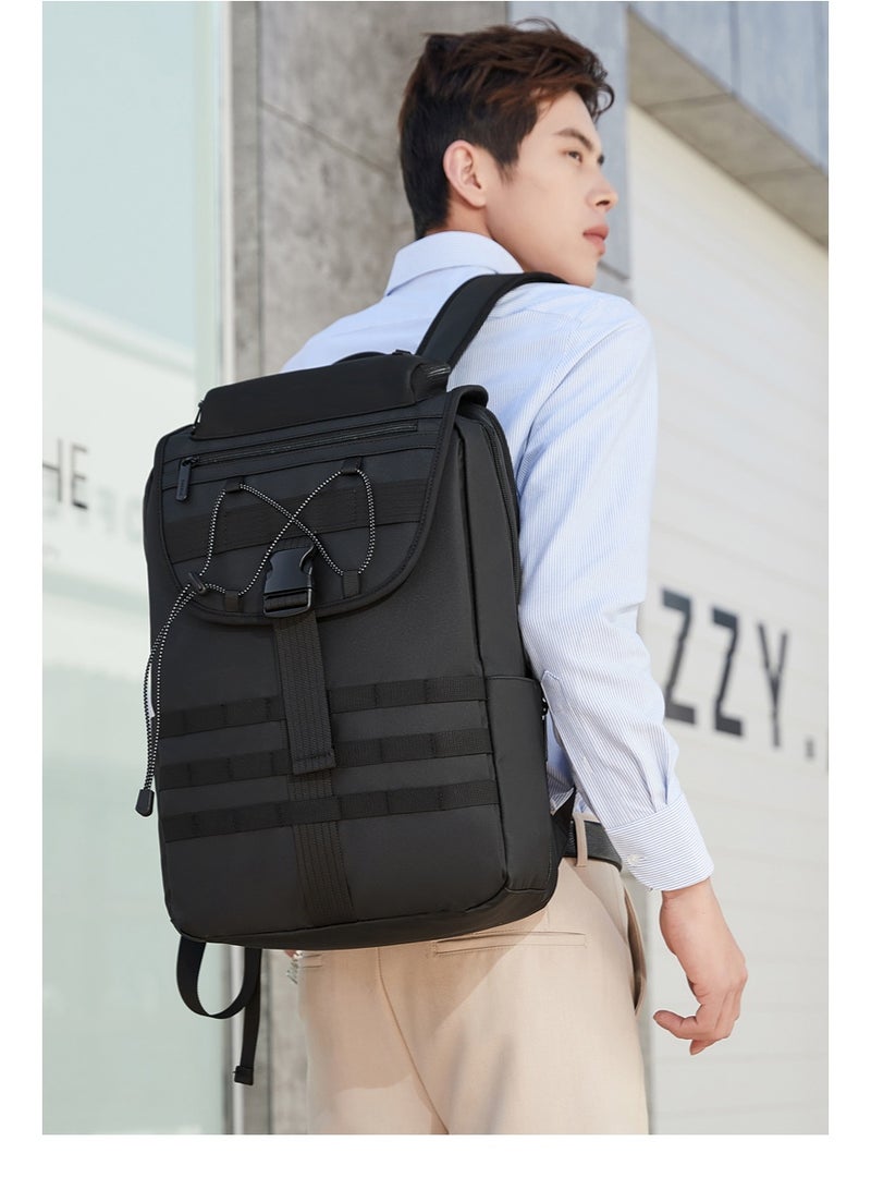 RAHALA Backpacks Bng-128 This sleek all-black backpack blends modern style with rugged utility, making it the perfect companion for your daily commute, business travel, or weekend adventures. Designed for the organized individual, it offers ample storage without compromising on a sharp, minimalist aesthetic. - Image 2