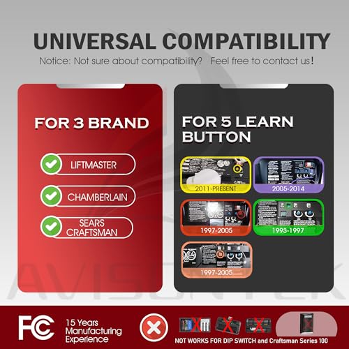 Avisontek Chamberlain 953EV-P2 Universal Garage Door Opener Remote - Quantity 2【10-Year-Warranty】 - Image 2