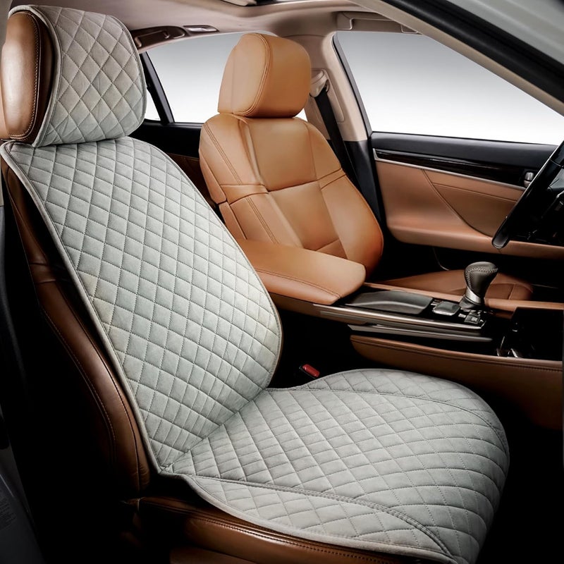 Suede Car Seat Cover for Cars - Non-Slip Soft & Breathable - Front Car Seat Protector Covers Universal Fits Most Automotive, Vans, SUVs, Trucks - 1 Unit - Gray - Image 1