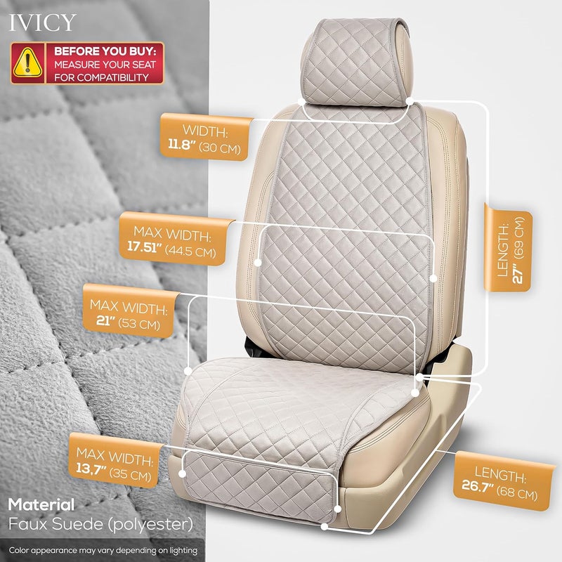 Suede Car Seat Cover for Cars - Non-Slip Soft & Breathable - Front Car Seat Protector Covers Universal Fits Most Automotive, Vans, SUVs, Trucks - 1 Unit - Gray - Image 3