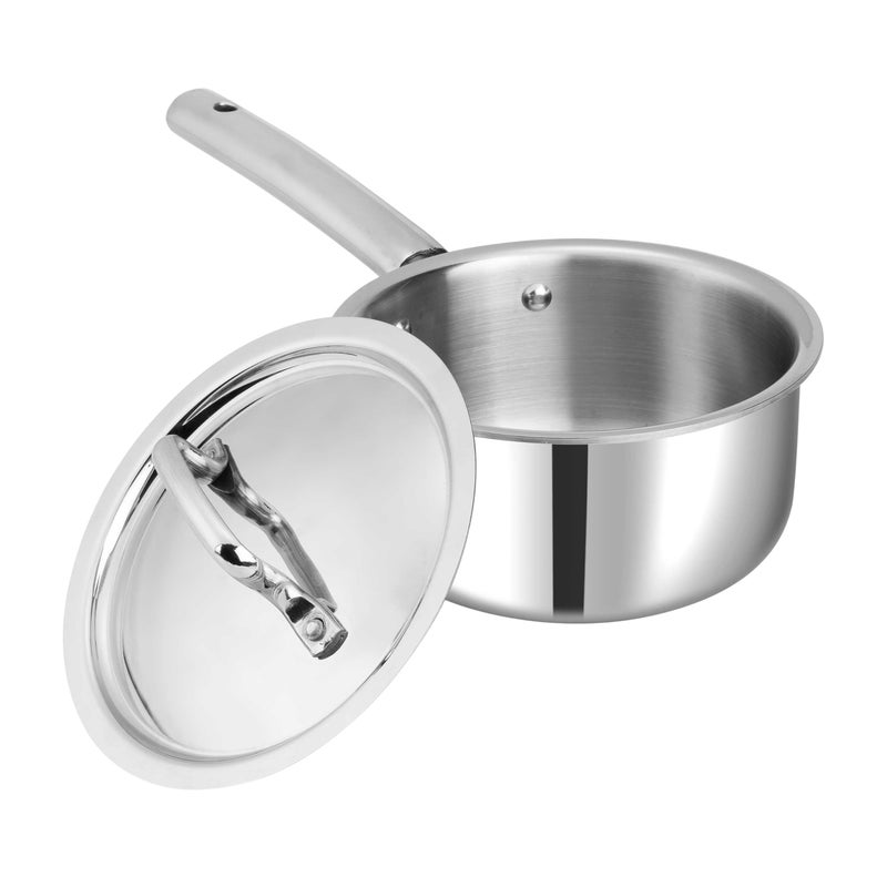 Kraft- follow your imagination Futuretec Triply Stainless Steel Saucepan With Lid - 2.2 Litre (18cm) | 2.5MM Thick | Tea Saucepan Induction And Gas Base | Strong Handle, Toxin Free - Image 1