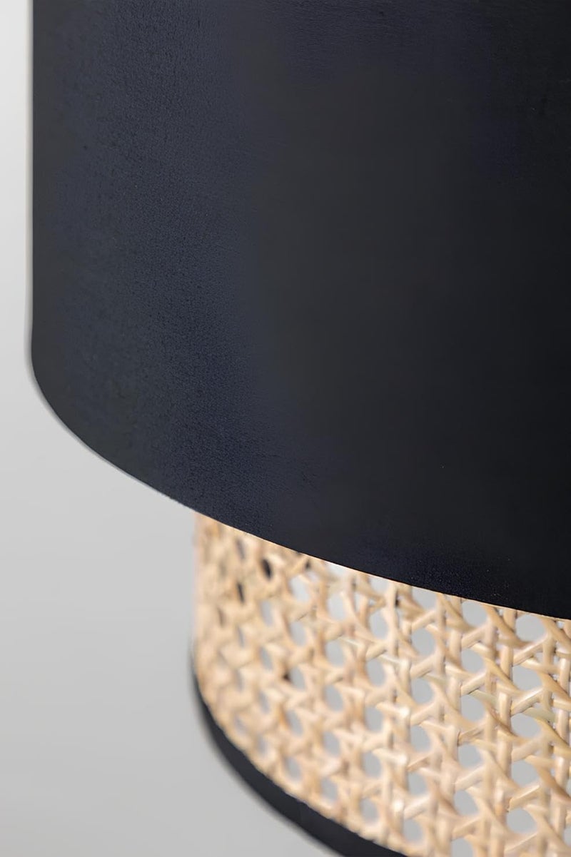 AKWAY Wicker Rattan Cane Webbing Bamboo Hanging lamp Pendant lamp for Home Decoration Premium Ceiling Light Boho Hanging Ceiling lamp(14" Dia x 11" H) (Bulb not Included) (Black) - Image 2