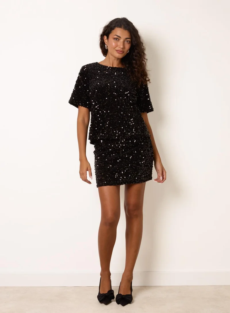 بلو فانيلا Velvet Sequin Pelmet Skirt