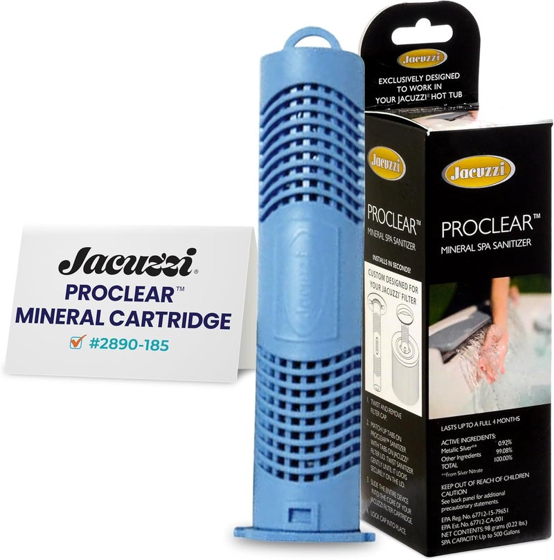 Jacuzzi ProClear Mineral Spa Sanitizer Cartridge – 2890-185, Hot Tub Mineral Cartridge for J-300, J-400 & J-500 Series, Easy-to-Install Design Supports Balanced Water and Reduced Chemical Use - Image 1