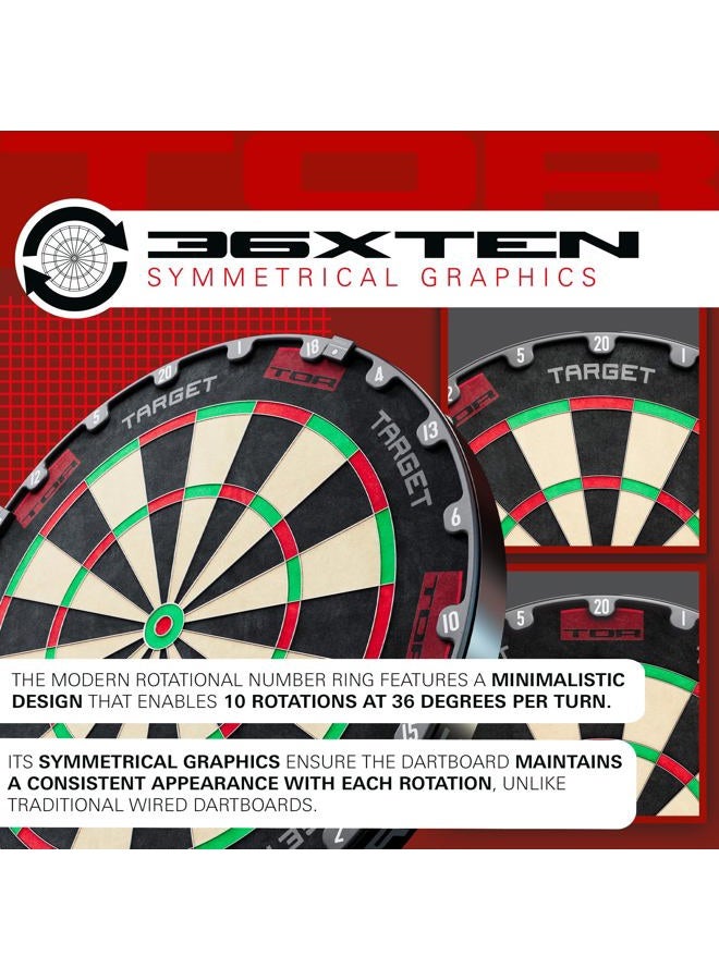 Target Darts لوحة رمي السهام TOR، لوحة رمي سهام بنقاط فولاذية | لوحات رمي سهام بمعيار المنافسة مع مجموعة تثبيت، حلقة أرقام دوارة حديثة، سيزال مدغشقري فاخر، نظام سلك رفيع من الفولاذ المقاوم للصدأ - Image 5