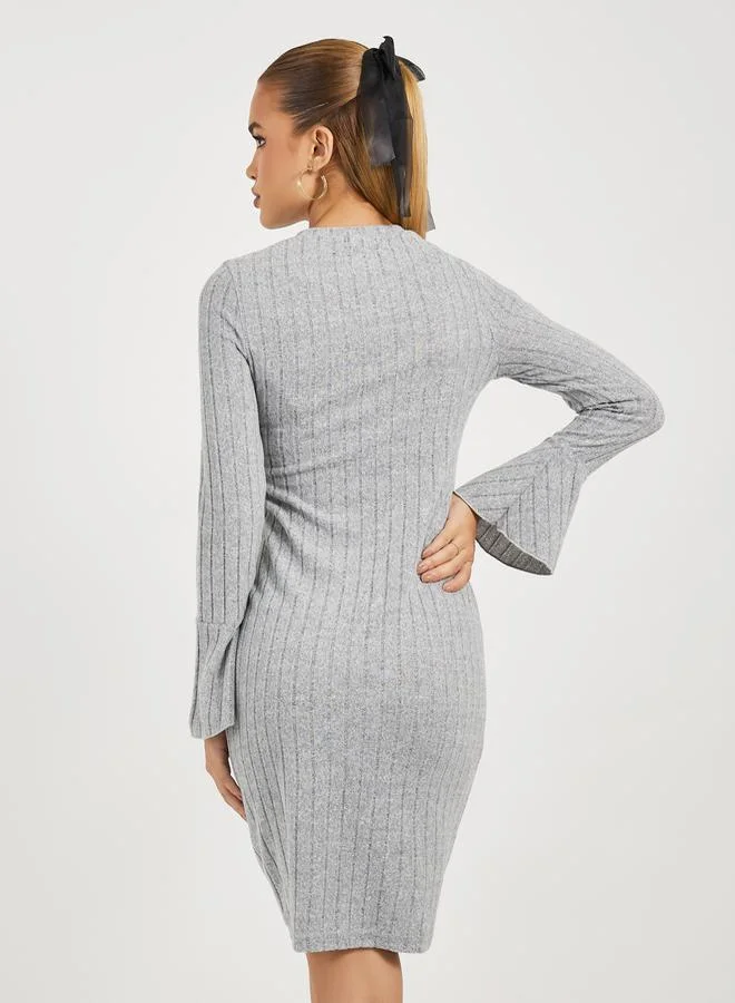 Styli Ribbed Cutout Dress