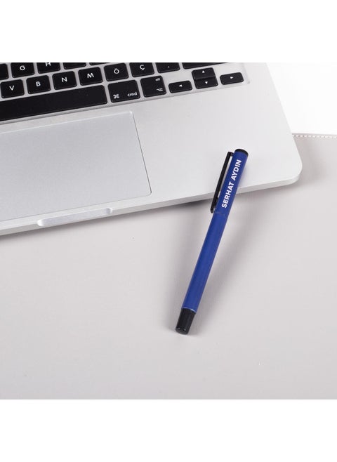 Officeite Personalized Dark Blue Ballpoint Pen with Name Written in a Box