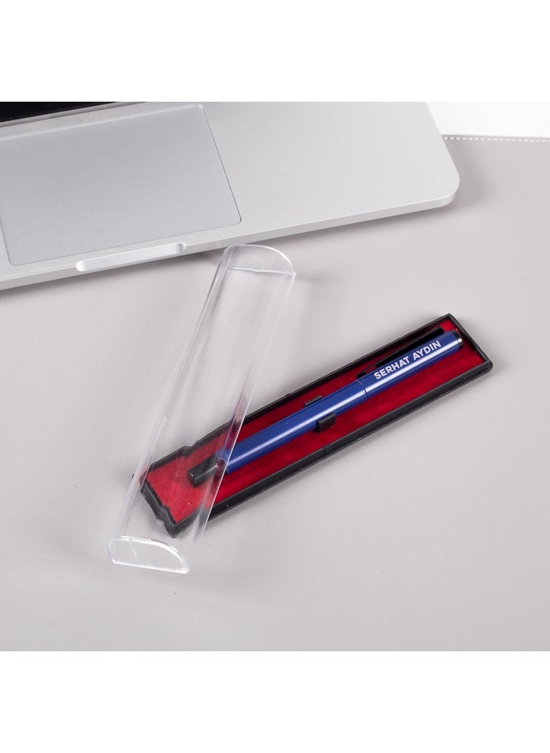 Ofistike - Officeite Personalized Dark Blue Ballpoint Pen with Name Written in a Box - Image 1