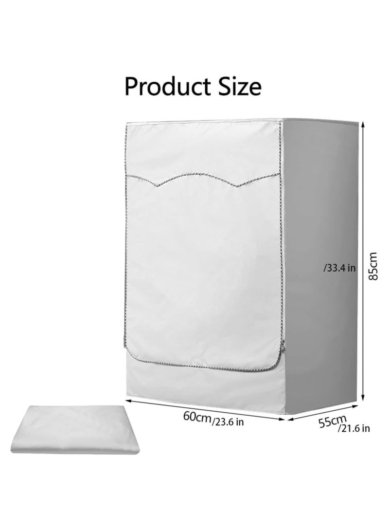 Flushrenic Cloth Drum Washing Machine Cover, Dryer Waterproof and Dustproof Covers, Sun-Proof Washing Machine Cover (silvery white) - Image 2