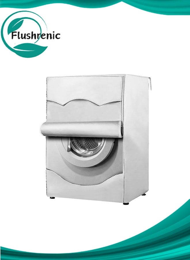 Flushrenic Cloth Drum Washing Machine Cover, Dryer Waterproof and Dustproof Covers, Sun-Proof Washing Machine Cover (silvery white) - Image 1