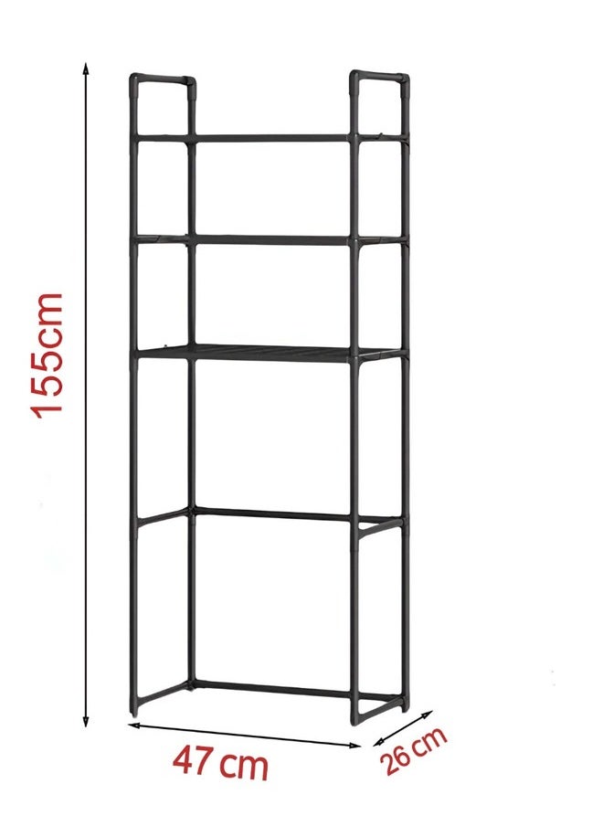 Taimi - Over the Toilet Bathroom Organizer 3-Tier Space Saving - Black - 155 x 47 x 26 cm - Image 1