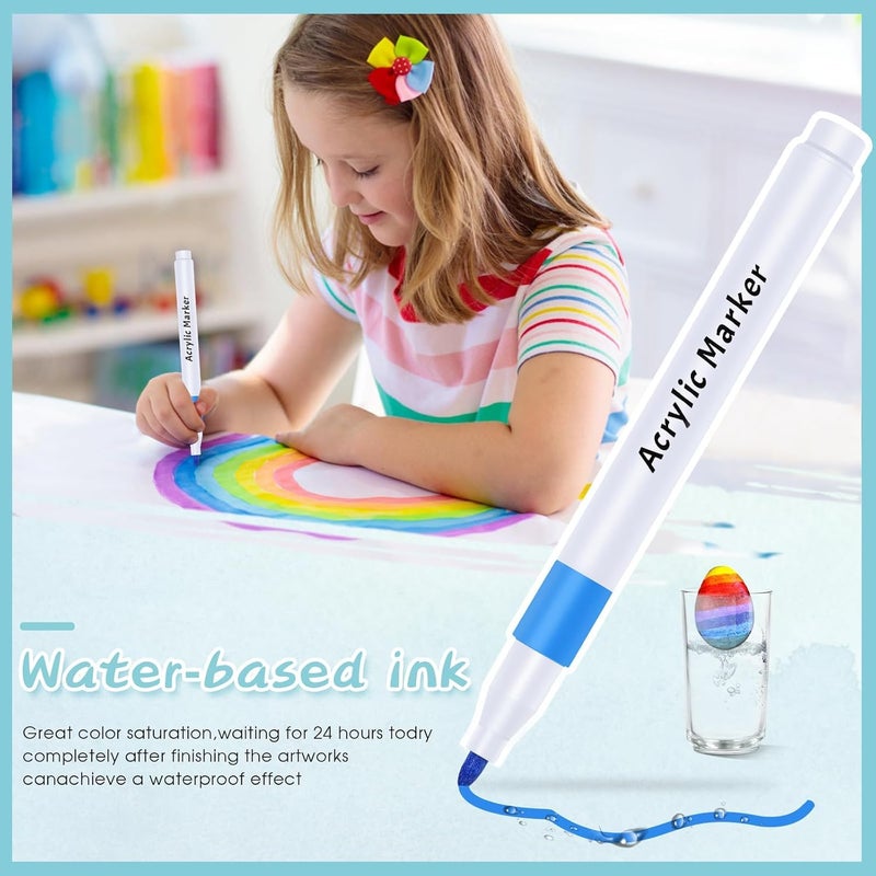 Corslet طقم أقلام تلوين كورسلت 72 قطعة 48 قطعة أقلام كحولية 24 قطعة أقلام أكريليك مجموعة أقلام رسم للأطفال مجموعة أقلام تلوين للرسم والتخطيط مجموعة أقلام كحولية - Image 5