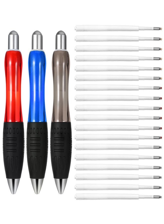 Sibba Heavy Weighted Ballpoint Pens 3 Pcs Big Fat Pens Aids Writing Large Wide Grip Pen Supplies 18 Pcs Refills for Tremor Handicap Carpal Tunnel Weak Hand Office(Black Red Blue) - Image 1