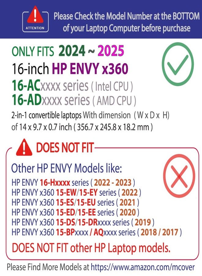 mCover Protective Case Compatible with HP Envy x360 16-ACxxxx / 16-ADxxxx 2-in-1 Series 2-in-1 Laptop (Not Compatible with other HP Models) - Aqua - Image 3