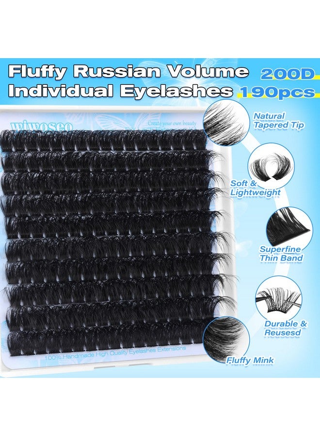 wiwoseo 200D Long Lash Clusters Lashes Clusters Thick Volume Eyelash Clusters 14-20MM Cluster Eyelash Extensions D Curl Individual Lashes for Beginners DIY at Home Cluster Lashes - Image 2