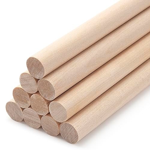 Coowayze Wood Dowels Wooden Dowel Rods for Crafts, 10PCS 5/8 x 15 Round Macrame Wooden Sticks for Crafting, Unfinished Hardwood Sticks for Arts and DIYers, Tiered Cake Support and Wedding Ribbon Wands - Image 1