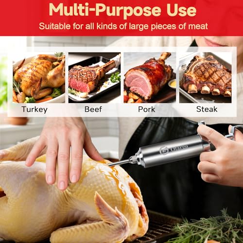 Ofargo Stainless Steel Meat Injector Syringe with 4 Marinade Needles and Travel Case for BBQ Grill Smoker, gifts for men dad husband in Thanksgiving Christmas day - Image 2