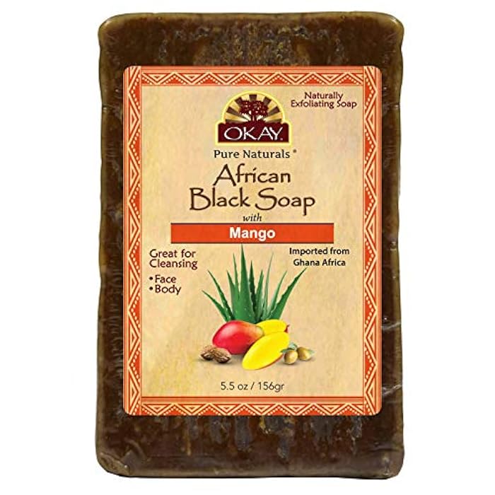 OKAY | African Black Soap with Mango | For All Skin Types | Cleanses and Exfoliates | Nourishes and Heals | Free of Sulfate, Silicone & Paraben | 5.5 oz - Image 1