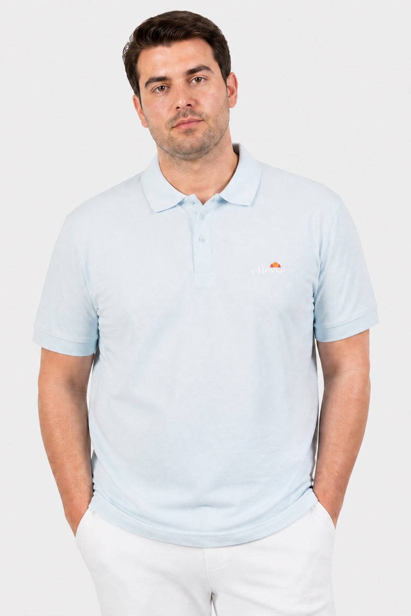 Ellesse Men Regular Fit Solid Short Sleeve Polo Shirt, Light Blue - Image 1