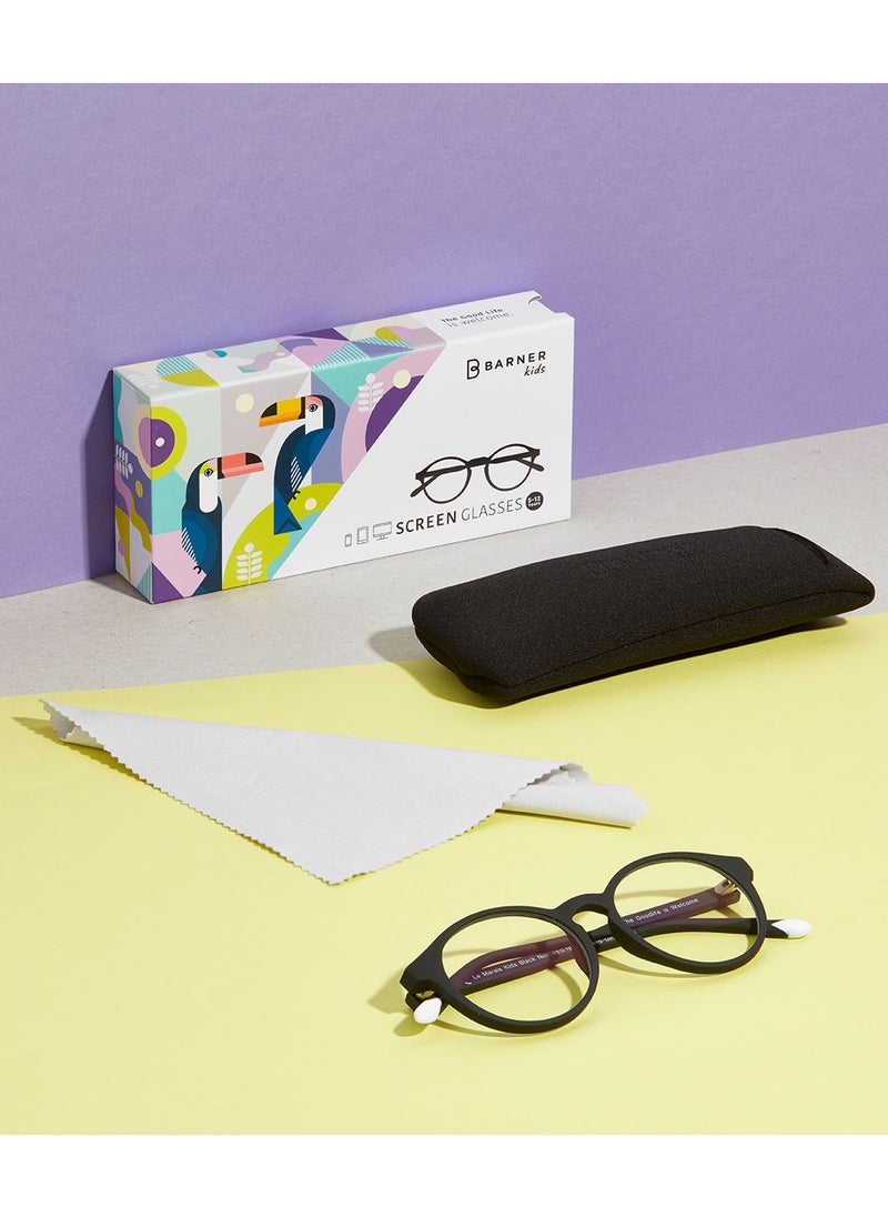 BARNER - BARNER KIDS: 5-12 years old Kids' Blue Light Blocking Glasses, Computer Glasses, Screen Glasses. Gaming Glasses. Non-prescriptions | Le Marais Model. Round frame - Color: Black Noir - Image 1