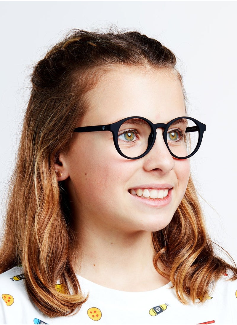 BARNER - BARNER KIDS: 5-12 years old Kids' Blue Light Blocking Glasses, Computer Glasses, Screen Glasses. Gaming Glasses. Non-prescriptions | Le Marais Model. Round frame - Color: Black Noir - Image 1