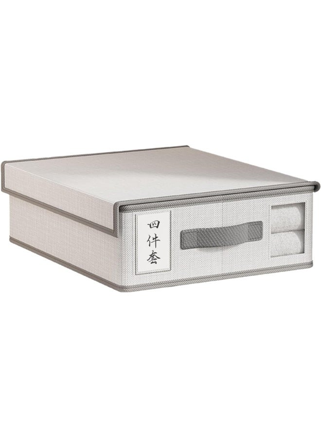 Living Flat Bed Sheet and Towel Storage Box with Flip Lid Clear Window and Reinforced Handle Closet and Underbed Organizer - Image 3