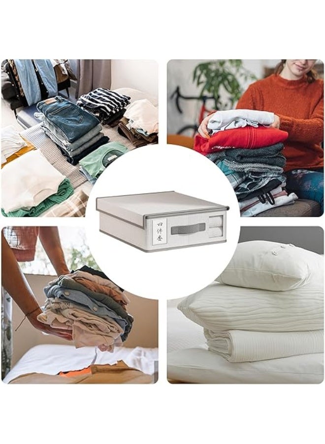 Living Flat Bed Sheet and Towel Storage Box with Flip Lid Clear Window and Reinforced Handle Closet and Underbed Organizer - Image 4