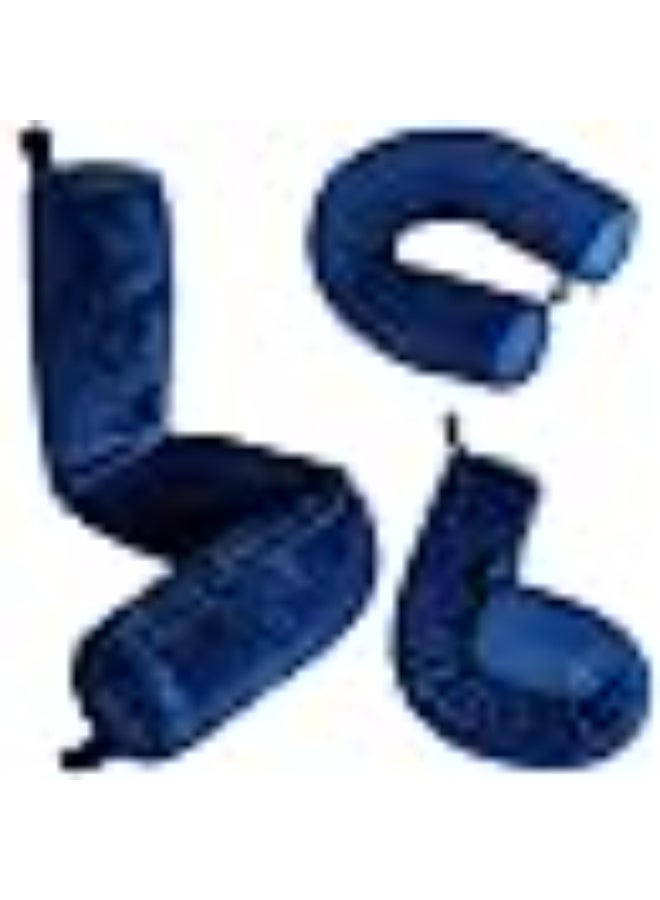 Twist Memory Foam Travel Pillow (Velvet Blue) Adjustable Bendable Neck Roll for Airplane Sleep & Multi-Support (Neck, Chin, Lumbar, Leg)