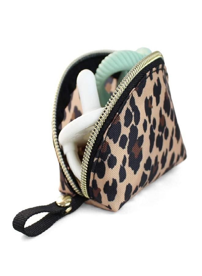 Itzy Ritzy - Itzy Ritzy Everything Storage Pouch; Comfortably Holds 2 Pacifiers; Snap Handle Attaches to Diaper Bag, Stroller or Purse; Pouch Can Also Hold Earbuds, Chargers, Change or Disposable Bags; Leopard - Image 1