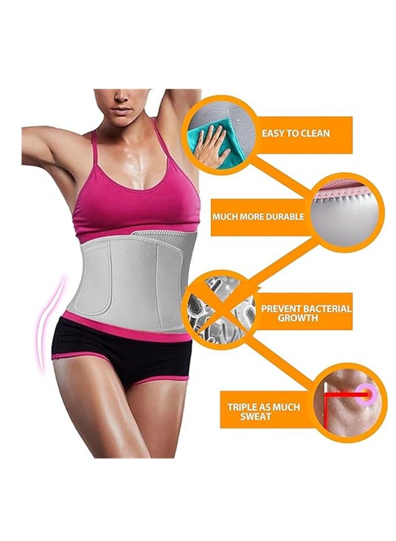 Luckam Waist Trainer for Women Grey Waist Trainer Belt and Sweat Band Back Brace Support for Pain Relief Lumbar Strain Reduce Belly Weight Loss Sweat Belt Band Belly Stomach Wrap - Image 3
