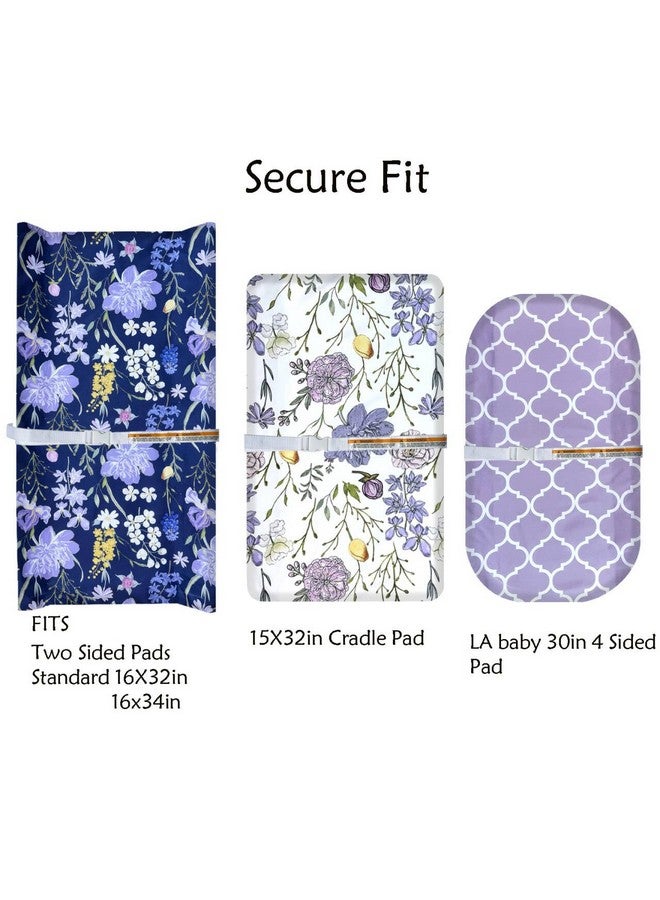 AMROSE 3 Pack Changing Pad Covers, 32" x 16" Ultra Soft Microfiber Diaper Change Table Sheets for Baby Girls, Violet - Image 3