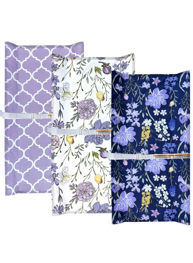 AMROSE 3 Pack Changing Pad Covers, 32" x 16" Ultra Soft Microfiber Diaper Change Table Sheets for Baby Girls, Violet - Image 1