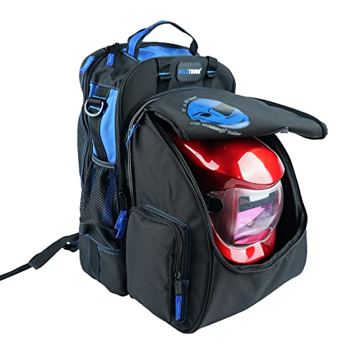 MELOTOUGH Welding Backpack for Tools and Helmet Extreme Gear Pack with Large Capacity Helmet Holder Luggage Storage Bag（Blue） - Image 1