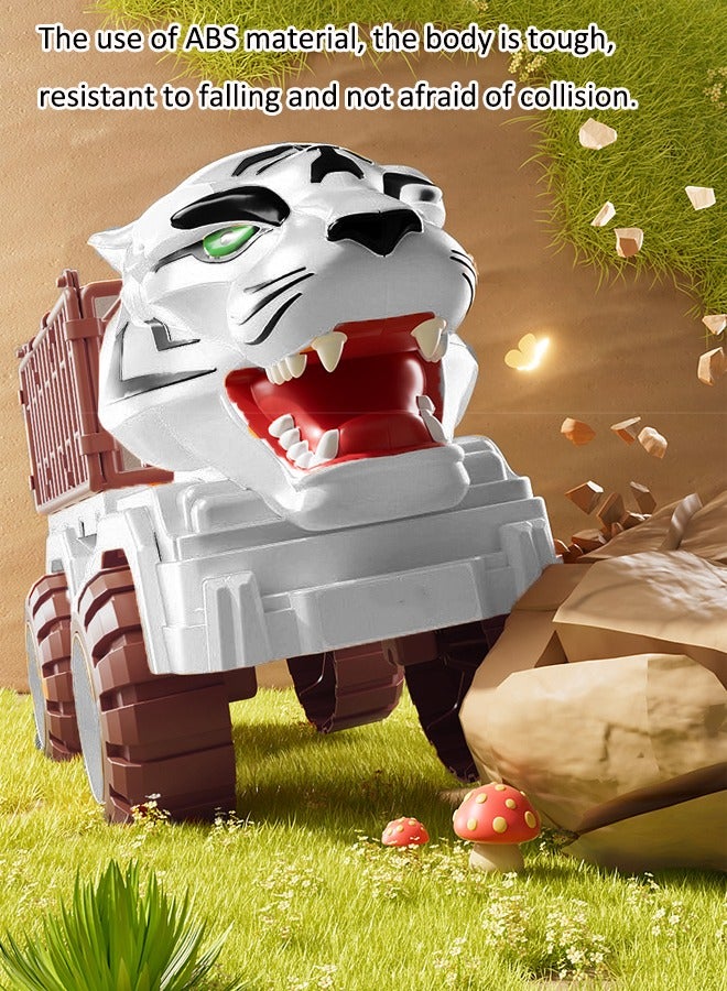 16-piece Tiger Transporter playset Large construction truck toy Children's trailer toys Truck playset Engineering truck toys Inertial drive Artificial animals Birthday present Toys for boys  - Image 5