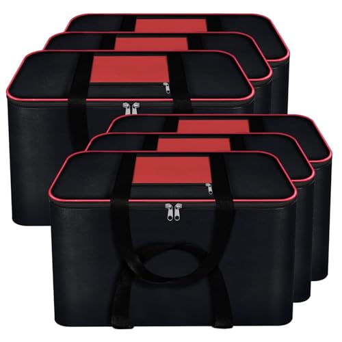 ACORMEK Large Clothes Storage Bag Underbed Storage Bag Moisture Proof Cloth Organiser Nylon Big Underbed Storage Bag with Zippered Closure and Handle(Black Red, 54x46x28cm) (Pack Of-6) - Image 1