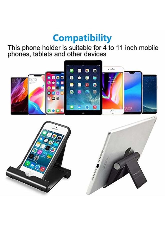 حامل هاتف محمول VOVIGGOL 2 قطع للطاولة، قابل للطي وقابل للتعديل، متوافق مع iPhone 16 15 14 13 12 11 Pro Max iPad Samsung (أسود) - Image 2