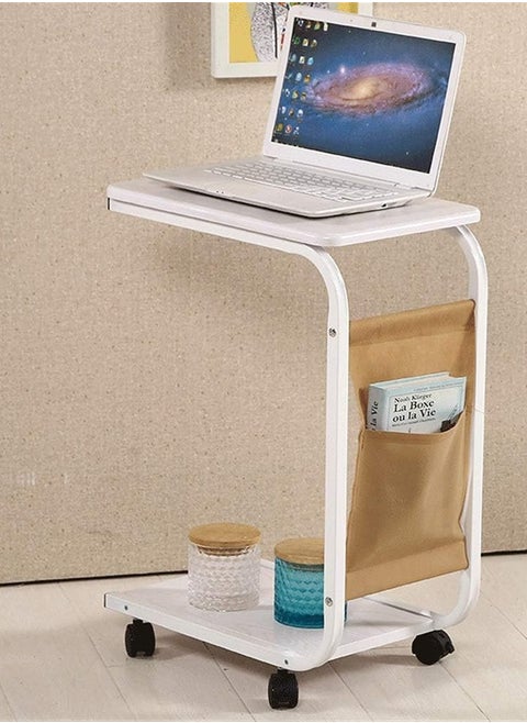 Metal Bracket Laptop Cart & Stand with Casters and Storage Space