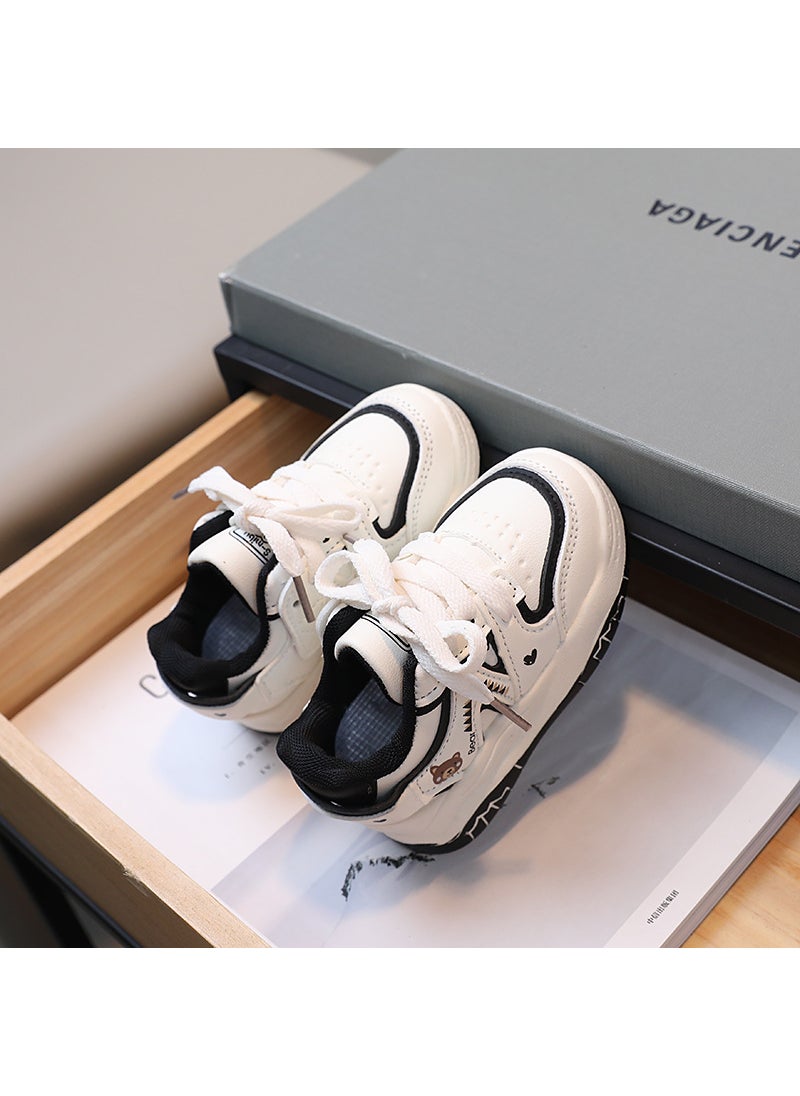 Generic 2023 Autumn New Korean Style Childrens Casual Shoes Cartoon Anti-slip Trendy White Kids Board Shoes For Boys Girls Black 