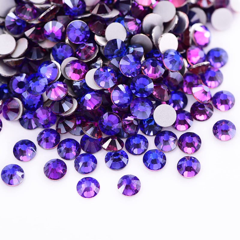 Dowarm 288 Pieces SS30 Flatback Crystal Rhinestones 65MM for Craft Nails Dance Costumes Non Hotfix Purple Velvet