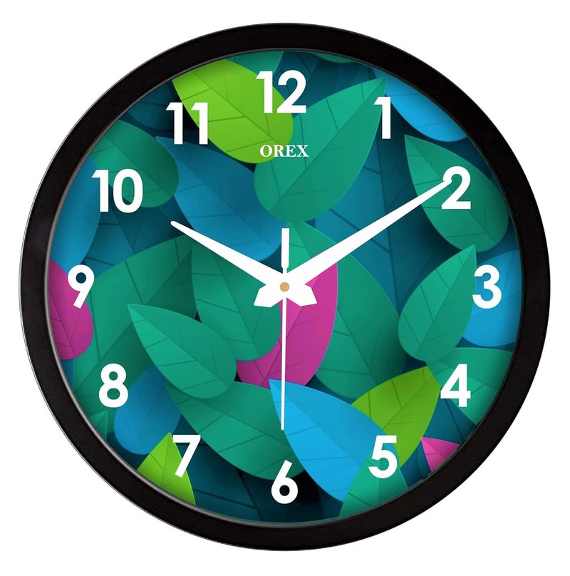 OREX Plastic Wall Clock for Home Bedroom Office Livingroom (30 cm x 30cm x 4 cm) - OC-003B - Image 1