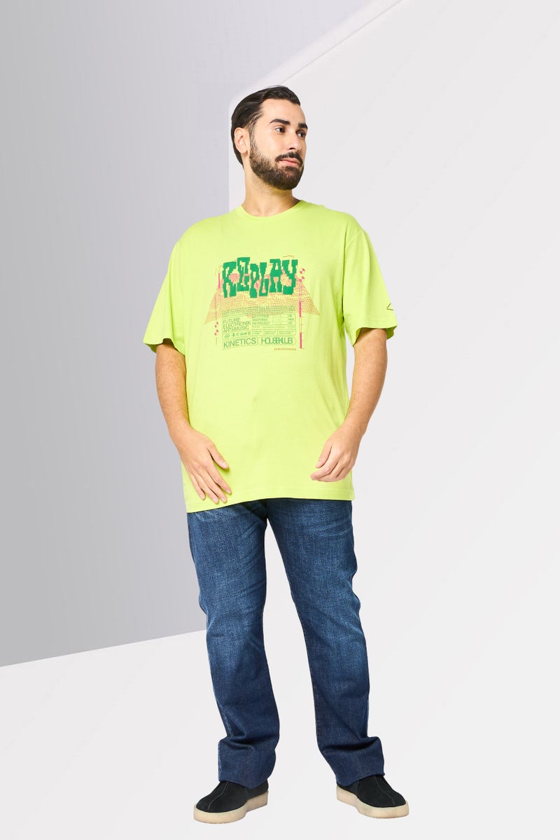Replay Men Crew Neck Short Sleeves Graphic Print T-Shirt, Lime Green - Image 2