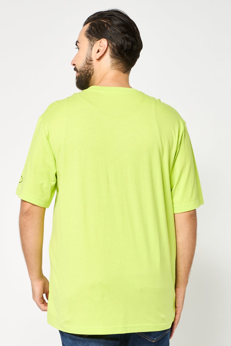 Replay Men Crew Neck Short Sleeves Graphic Print T-Shirt, Lime Green - Image 4