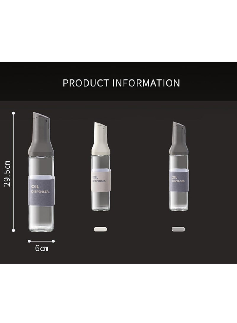 ساكن قطعتان من زجاجات توزيع زيت الزيتون للطهي في المطبخ، مجموعة أوعية خل زجاجية قابلة للطي تلقائيًا، حاوية تخزين توابل مقاومة للتسرب مع فوهة مانعة للتنقيط، قاعدة غير قابلة للانزلاق، 17 أونصة، 500 مل - Image 2