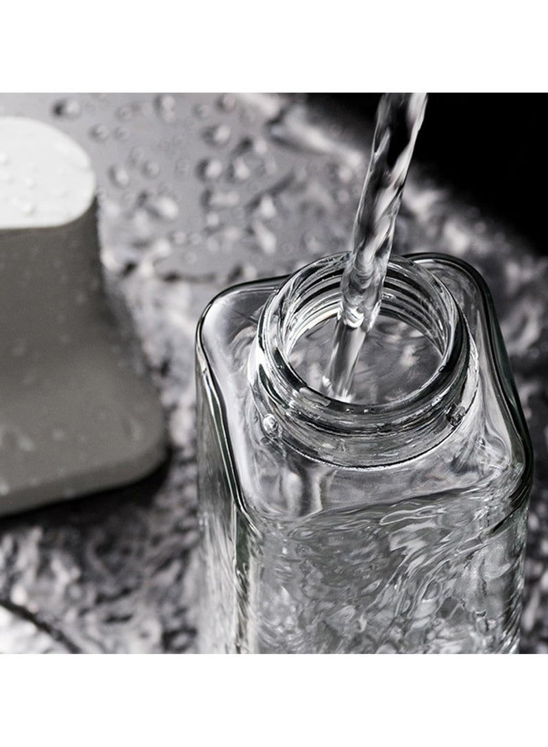 ساكن قطعتان من زجاجات توزيع زيت الزيتون للطهي في المطبخ، مجموعة أوعية خل زجاجية قابلة للطي تلقائيًا، حاوية تخزين توابل مقاومة للتسرب مع فوهة مانعة للتنقيط، قاعدة غير قابلة للانزلاق، 17 أونصة، 500 مل - Image 5